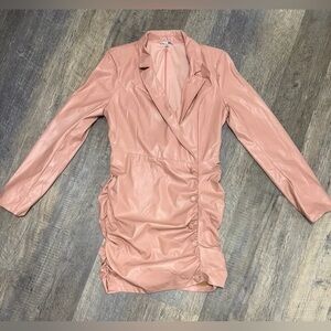 Women's Pink Ruched Blazer Dress